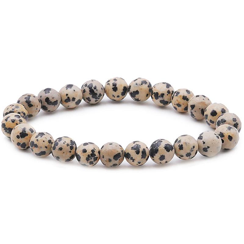 Bracelet jaspe dalmatien A (boules 7 - 8mm) - La Boite à Cailloux