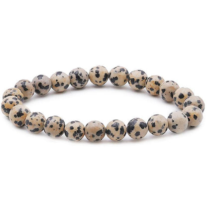 Bracelet jaspe dalmatien A (boules 7 - 8mm) - La Boite à Cailloux