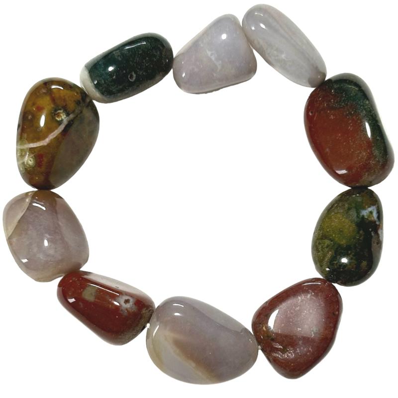 Bracelet jaspe fancy Inde A (pierres roulées 18 - 22mm) - La Boite à Cailloux