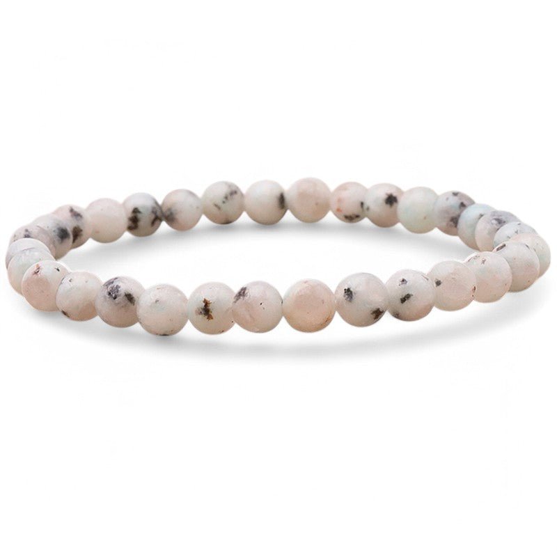 Bracelet jaspe kiwi Chine A (boules 5 - 6mm) - La Boite à Cailloux