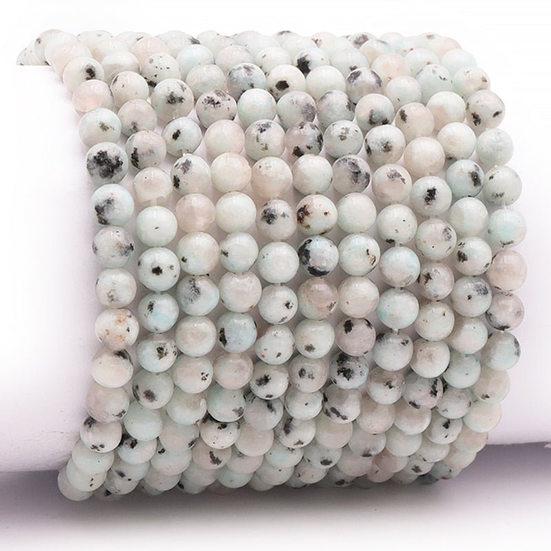 Bracelet jaspe kiwi Chine A (boules 5 - 6mm) - La Boite à Cailloux