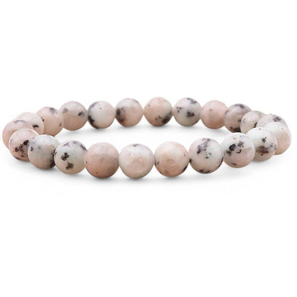 Bracelet jaspe kiwi Chine A (boules 7 - 8mm) - La Boite à Cailloux