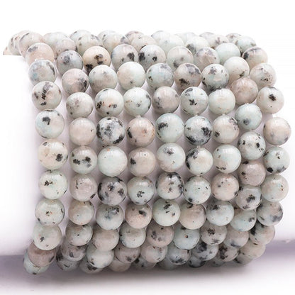 Bracelet jaspe kiwi Chine A (boules 7 - 8mm) - La Boite à Cailloux