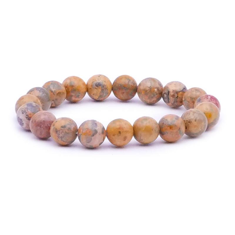 Bracelet jaspe léopard Brésil A+ (boules 10mm) - La Boite à Cailloux