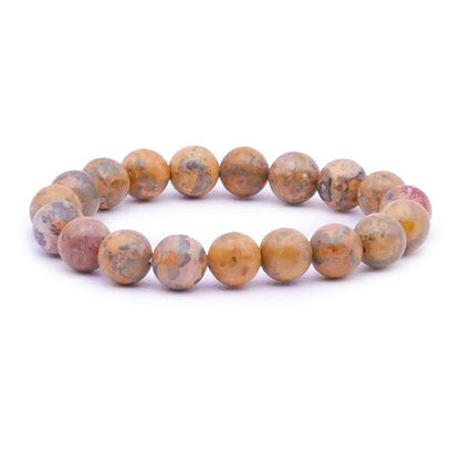 Bracelet jaspe léopard Brésil A+ (boules 10mm) - La Boite à Cailloux