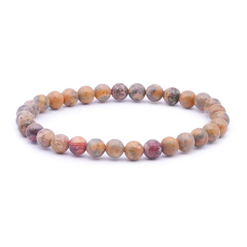 Bracelet jaspe léopard Brésil A+ (boules 5 - 6mm) - La Boite à Cailloux