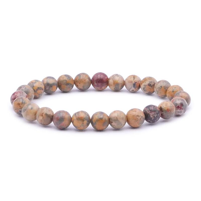 Bracelet jaspe léopard Brésil A+ (boules 7 - 8mm) - La Boite à Cailloux