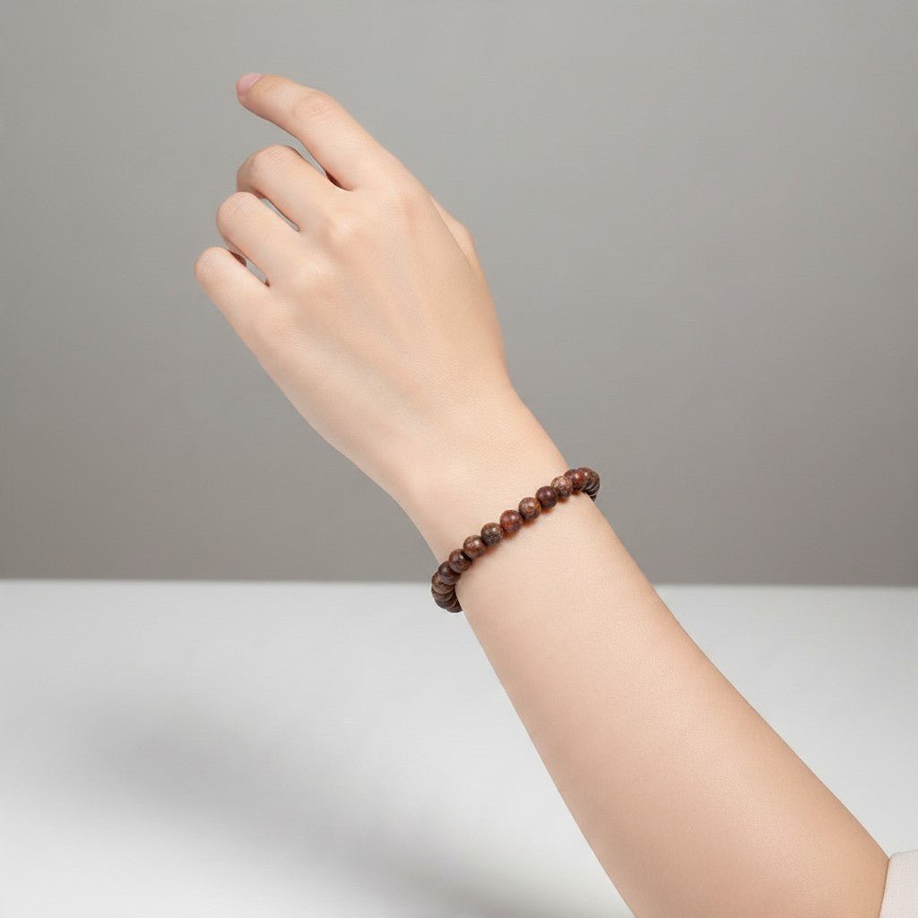 Bracelet jaspe léopard Brésil AB (boules 5-6mm) - La Boite à Cailloux