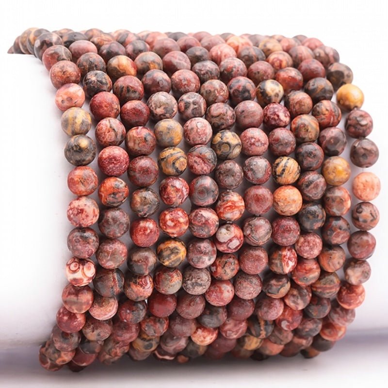 Bracelet jaspe léopard Brésil AB (boules 5 - 6mm) - La Boite à Cailloux