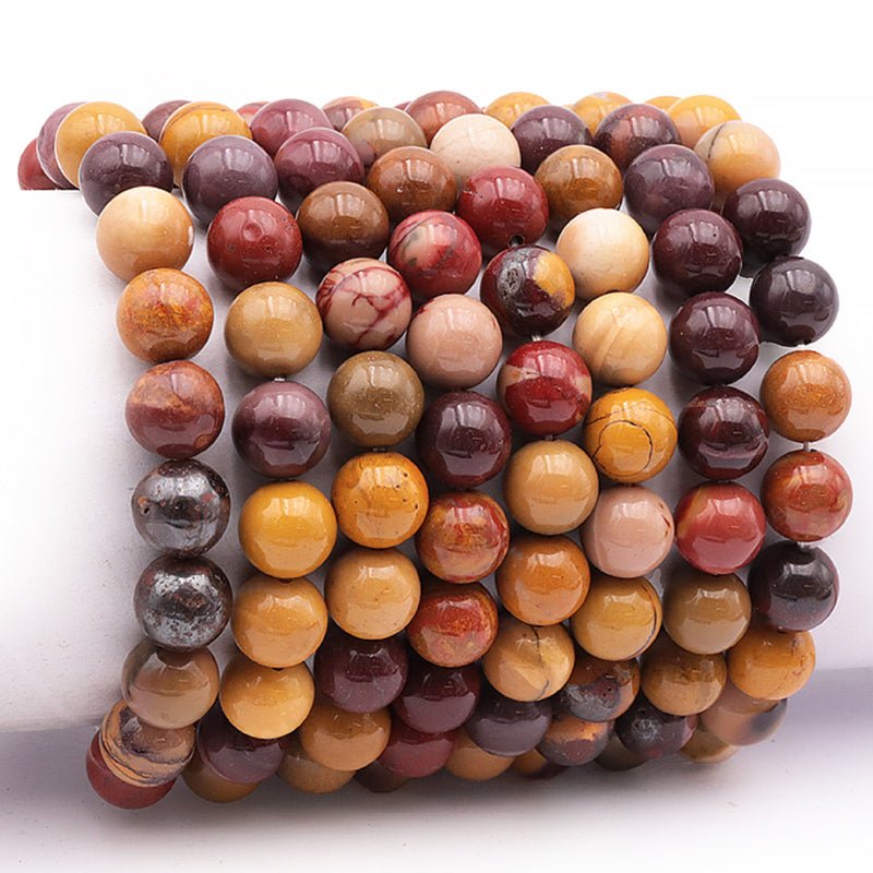 Bracelet jaspe mokaite Australie A (boules 10mm) - La Boite à Cailloux