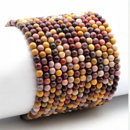 Bracelet jaspe mokaite Australie A (boules 3 - 4mm) - La Boite à Cailloux