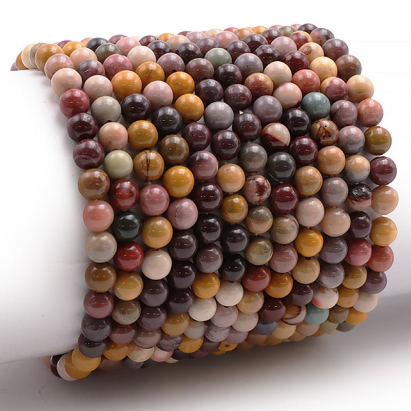 Bracelet jaspe mokaite Australie A (boules 5 - 6mm) - La Boite à Cailloux