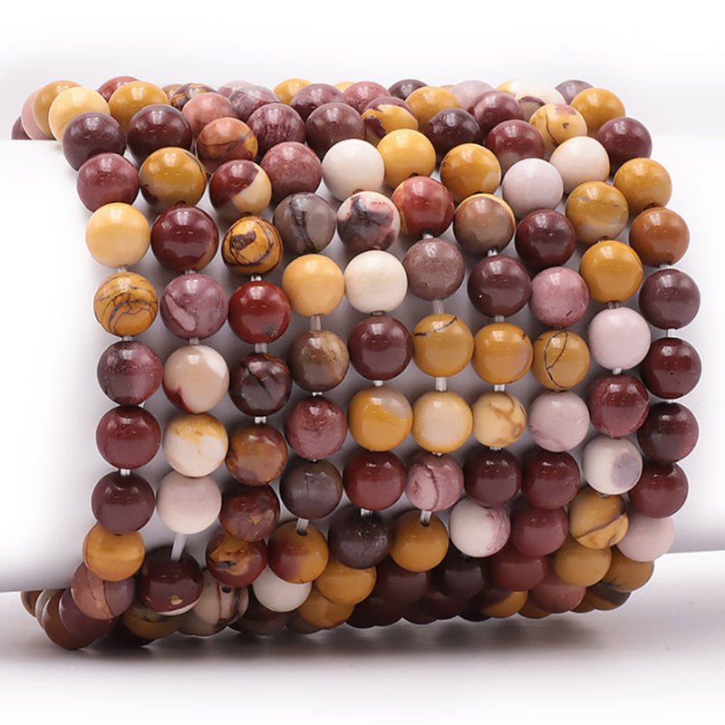 Bracelet jaspe mokaite Australie A (boules 7 - 8mm) - La Boite à Cailloux