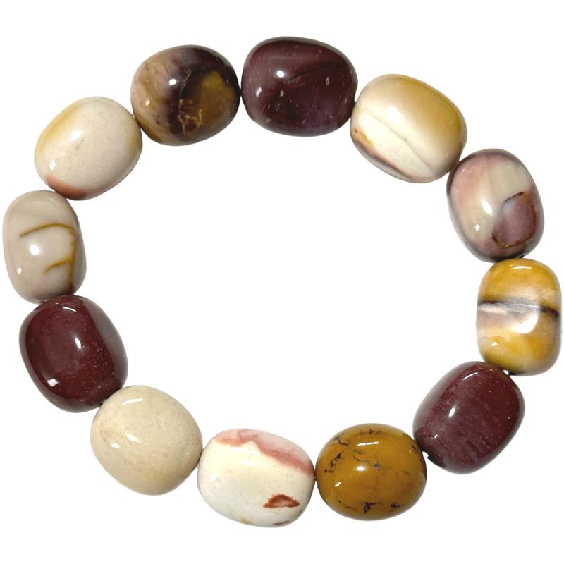 Bracelet jaspe mokaite Australie A (pierres roulées 18 - 22mm) - La Boite à Cailloux