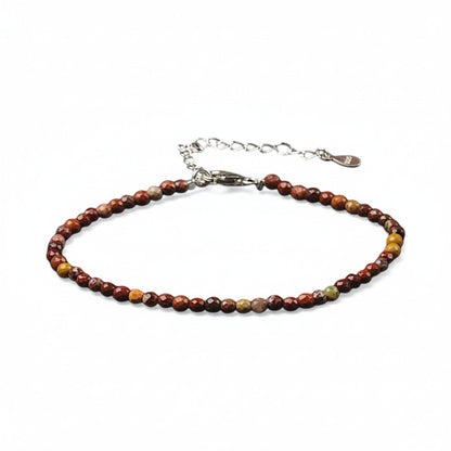Bracelet jaspe mokaite perles facettées argent 925 - La Boite à Cailloux
