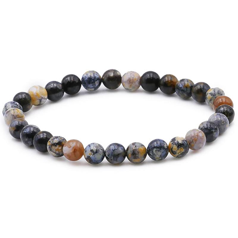 Bracelet jaspe océan bleu Etats - Unis A+ (boules 5 - 6mm) - La Boite à Cailloux