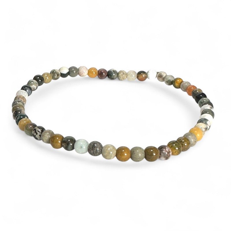 Bracelet jaspe océan Etats - Unis A+ (boules 3 - 4mm) - La Boite à Cailloux