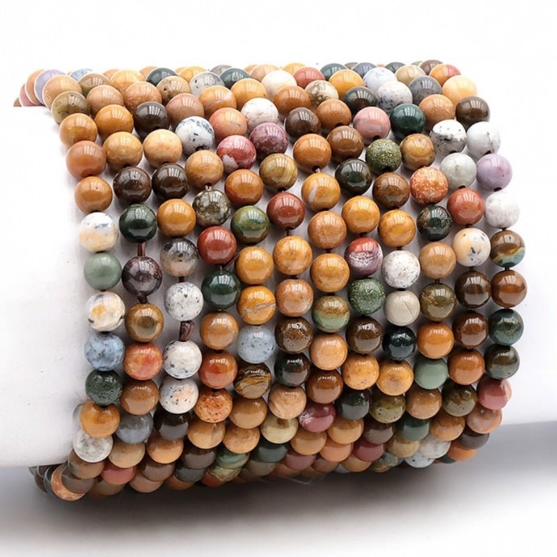 Bracelet jaspe océan Etats - Unis A+ (boules 5 - 6mm) - La Boite à Cailloux