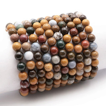 Bracelet jaspe océan Etats-Unis A+ (boules 8-9mm) - La Boite à Cailloux