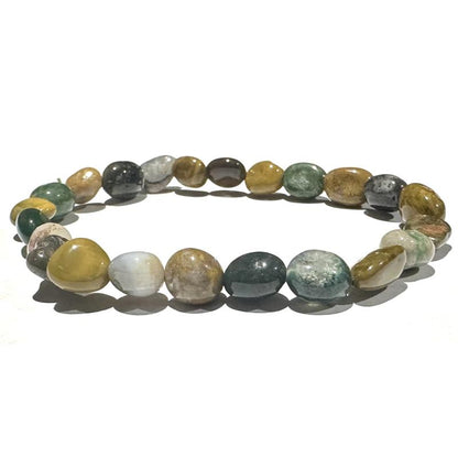 Bracelet jaspe océan Etats - Unis A (grains 5 - 7mm) - La Boite à Cailloux