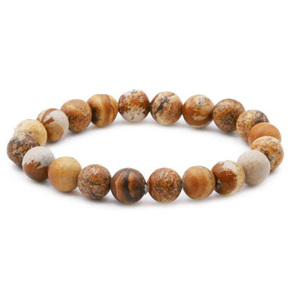 Bracelet jaspe paysager Namibie A (boules 10mm) - La Boite à Cailloux