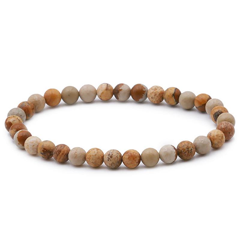 Bracelet jaspe paysager Namibie A (boules 5 - 6mm) - La Boite à Cailloux