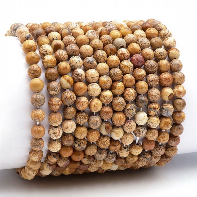 Bracelet jaspe paysager Namibie A (boules 5 - 6mm) - La Boite à Cailloux