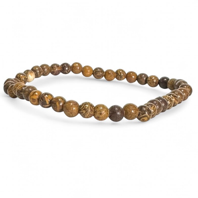 Bracelet jaspe peau de serpent Inde A+ (boules 3 - 4mm) - La Boite à Cailloux