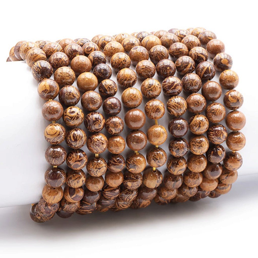 Bracelet jaspe peau de serpent Inde A+ (boules 7-8mm) - La Boite à Cailloux