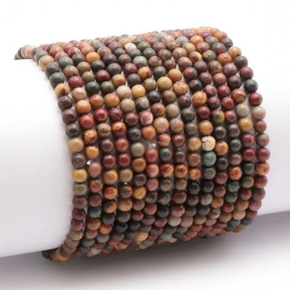 Bracelet jaspe polychrome Madagascar AA (boules 3 - 4mm) - La Boite à Cailloux