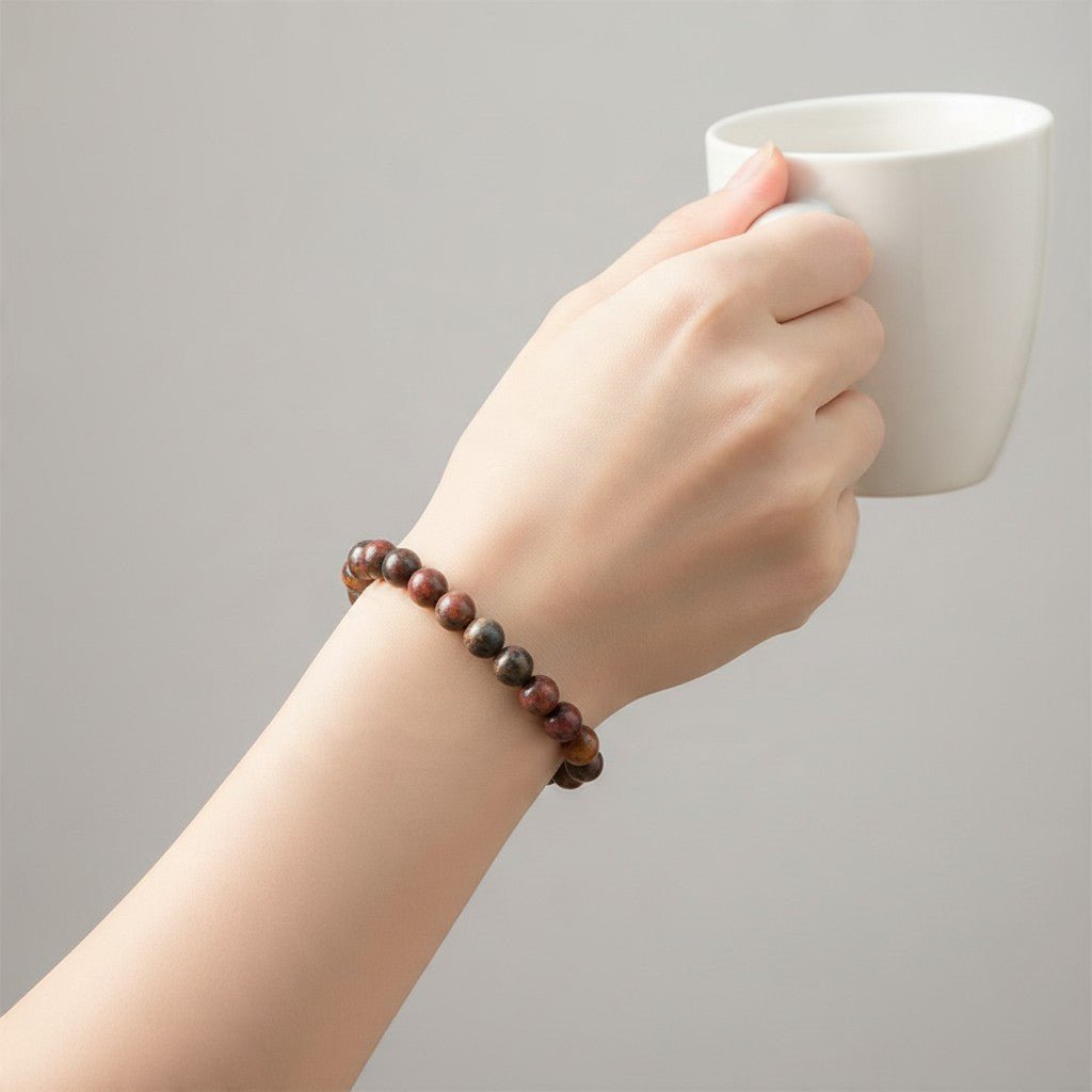 Bracelet jaspe polychrome Madagascar AA (boules 5-6mm) - La Boite à Cailloux