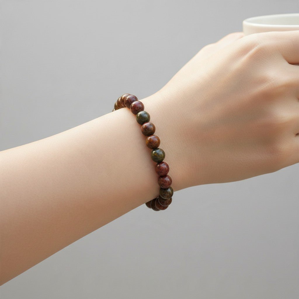 Bracelet jaspe polychrome Madagascar AA (boules 7-8mm) - La Boite à Cailloux