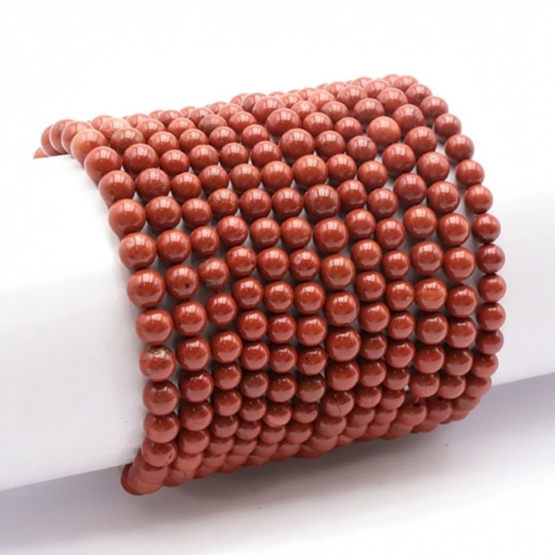 Bracelet jaspe rouge Afrique du Sud A (boules 5 - 6mm) - La Boite à Cailloux