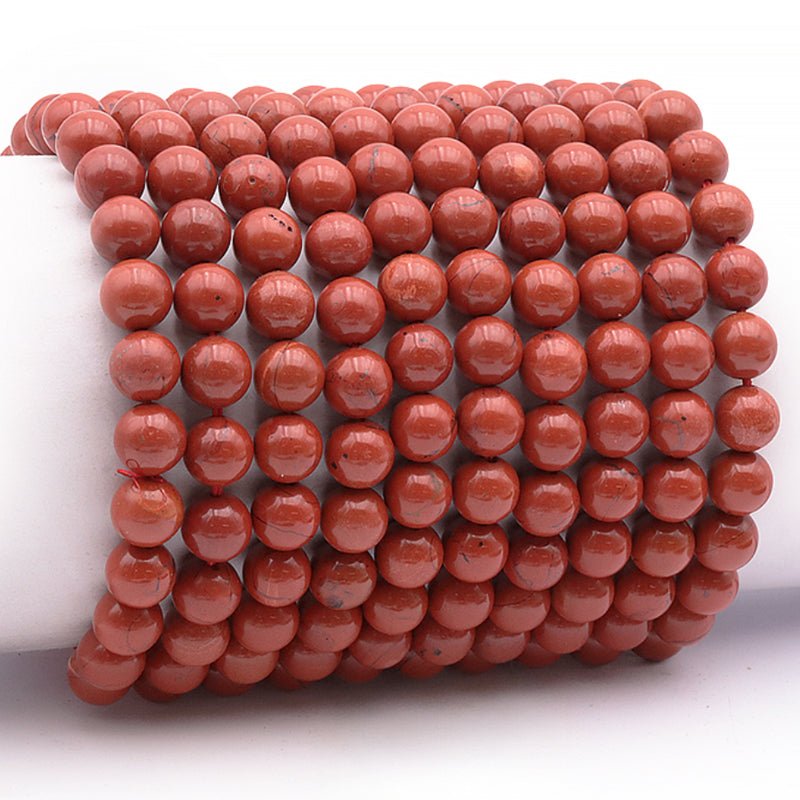 Bracelet jaspe rouge Afrique du Sud A (boules 7 - 8mm) - Taille L - La Boite à Cailloux
