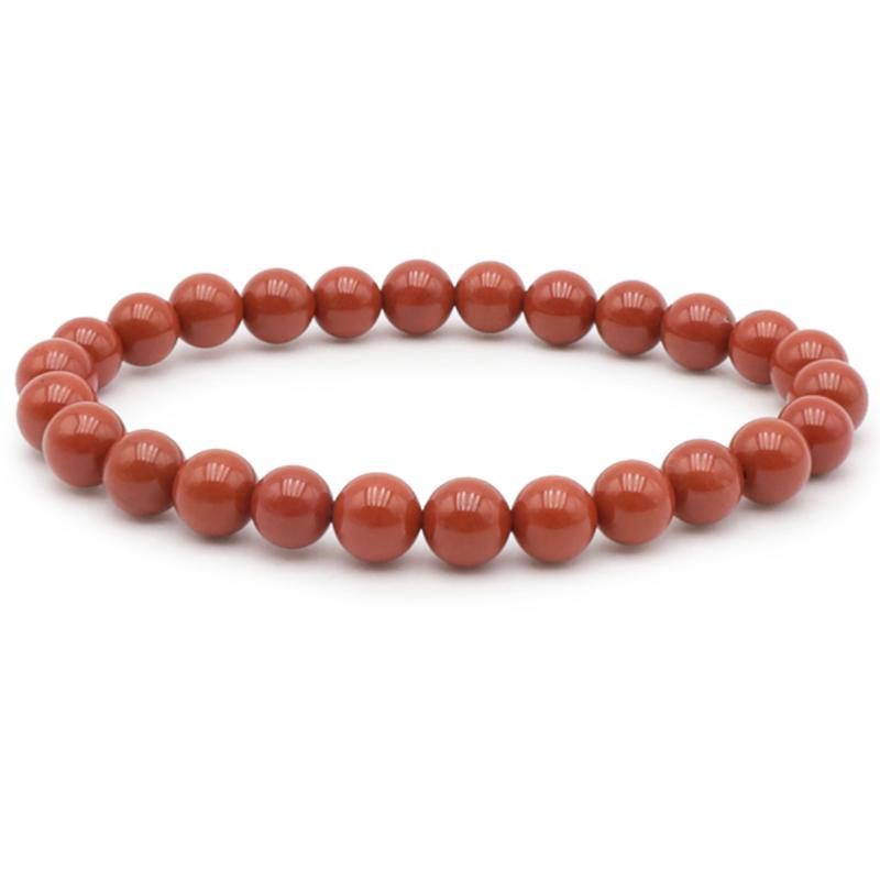 Bracelet jaspe rouge Afrique du Sud A (boules 7 - 8mm) - Taille L - La Boite à Cailloux