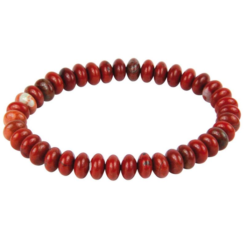 Bracelet jaspe rouge Afrique du Sud AB (perles boutons 8mm) - La Boite à Cailloux