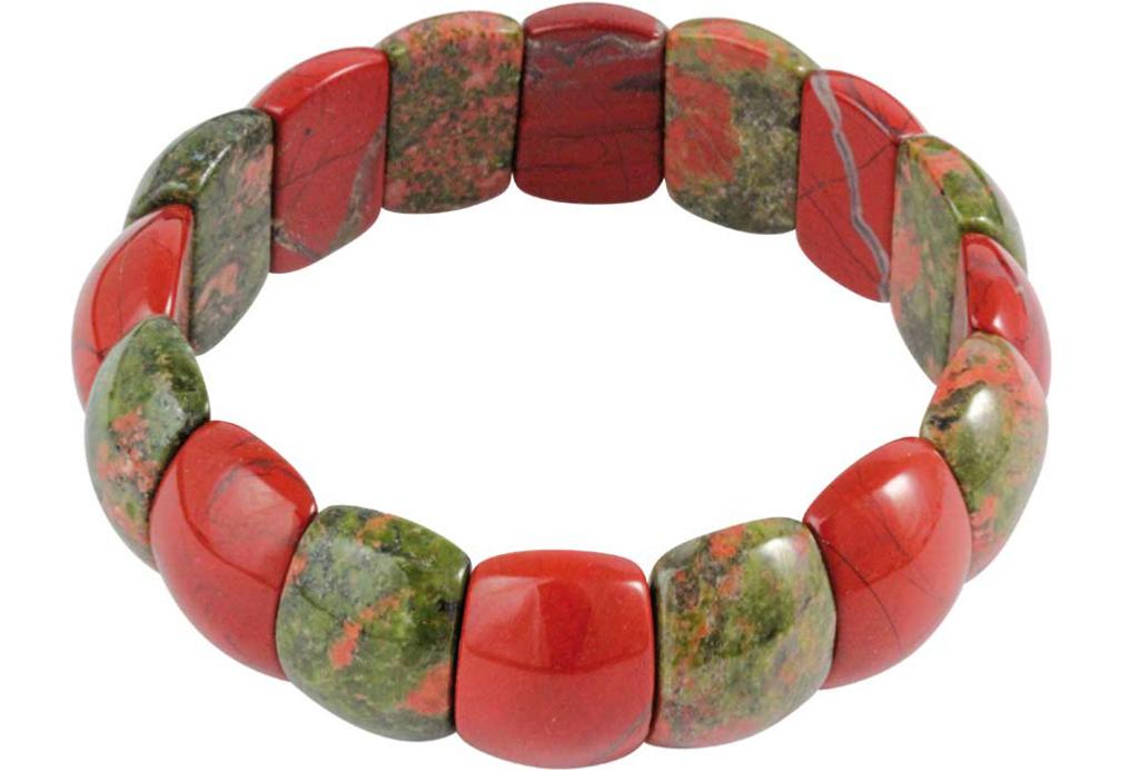 Bracelet jaspe rouge et unakite A (pierres taillées) - La Boite à Cailloux