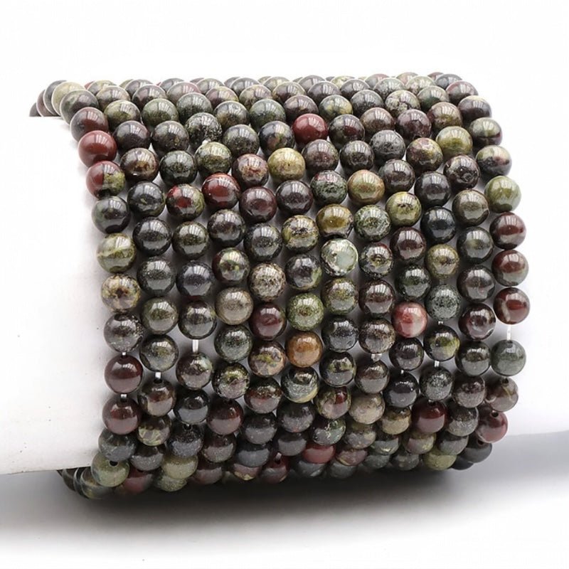 Bracelet jaspe sang de dragon Brésil A+ (boules 5 - 6mm) - La Boite à Cailloux