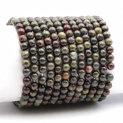 Bracelet jaspe sang de dragon Brésil A+ (boules 5 - 6mm) - La Boite à Cailloux
