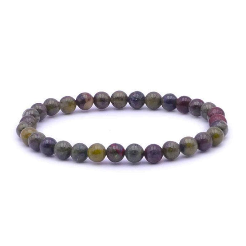 Bracelet jaspe sang de dragon Brésil A+ (boules 5 - 6mm) - La Boite à Cailloux