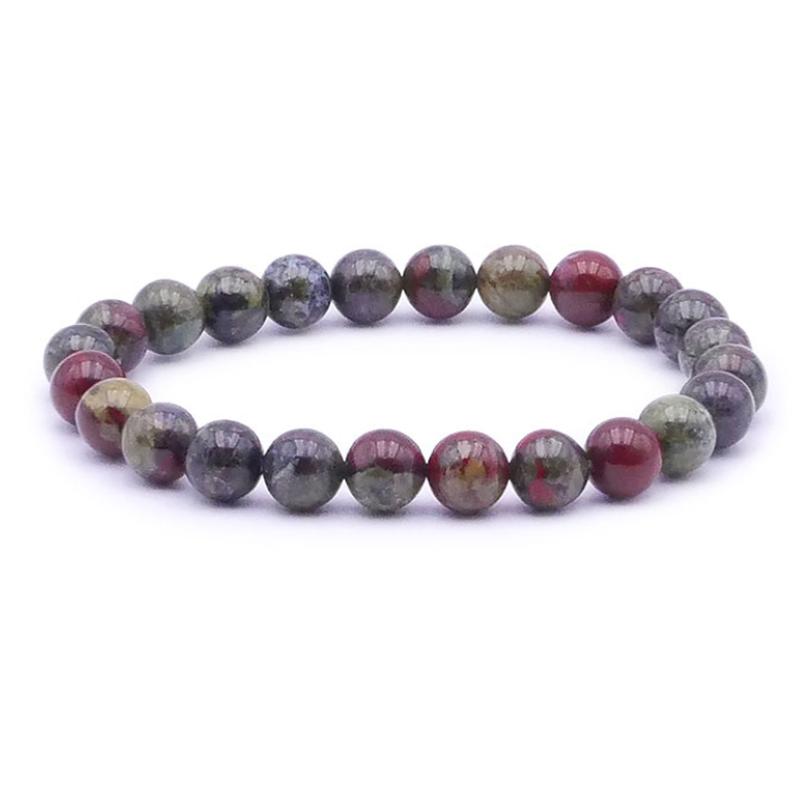 Bracelet jaspe sang de dragon Brésil A+ (boules 7 - 8mm) - La Boite à Cailloux