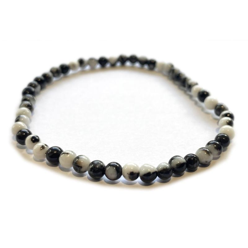 Bracelet jaspe zèbre Brésil A (boules 3 - 4mm) - La Boite à Cailloux