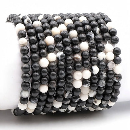 Bracelet jaspe zèbre Brésil A (boules 5 - 6mm) - La Boite à Cailloux