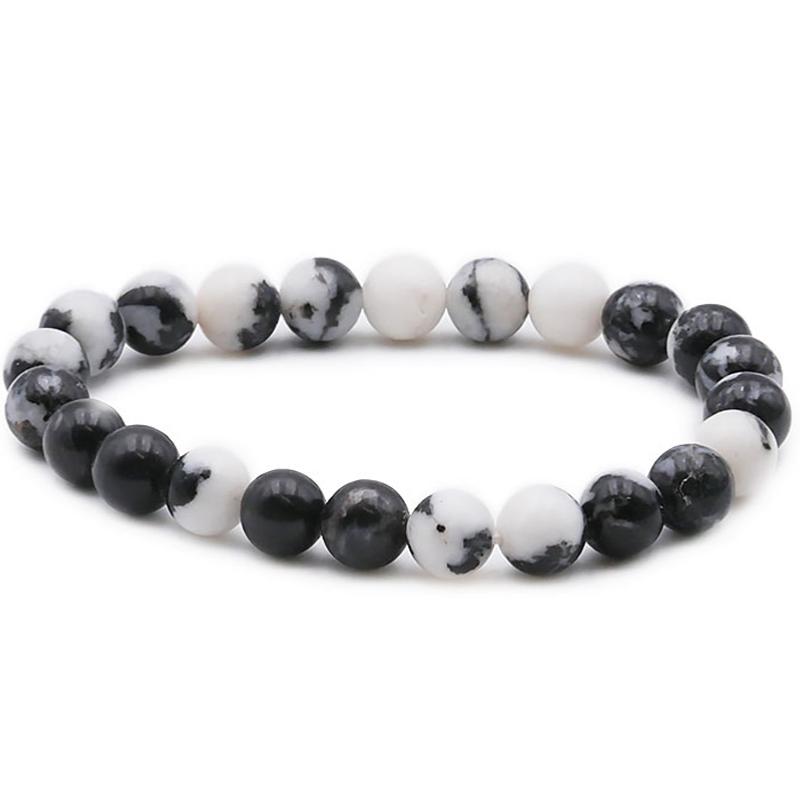 Bracelet jaspe zèbre Brésil A (boules 7 - 8mm) - La Boite à Cailloux
