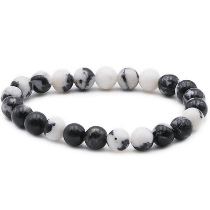 Bracelet jaspe zèbre Brésil A (boules 7 - 8mm) - La Boite à Cailloux