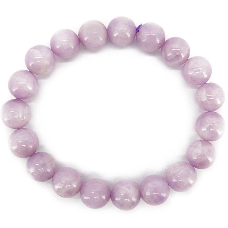 Bracelet kunzite Brésil A+ (boules 10mm) - La Boite à Cailloux