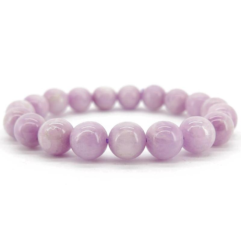 Bracelet kunzite Brésil A+ (boules 10mm) - La Boite à Cailloux