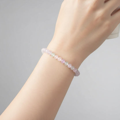 Bracelet kunzite multicolore Brésil AAA (boules 5,5-6,5mm) - La Boite à Cailloux
