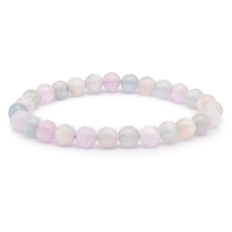 Bracelet kunzite multicolore Brésil AAA (boules 6,5 - 7,5mm) - La Boite à Cailloux