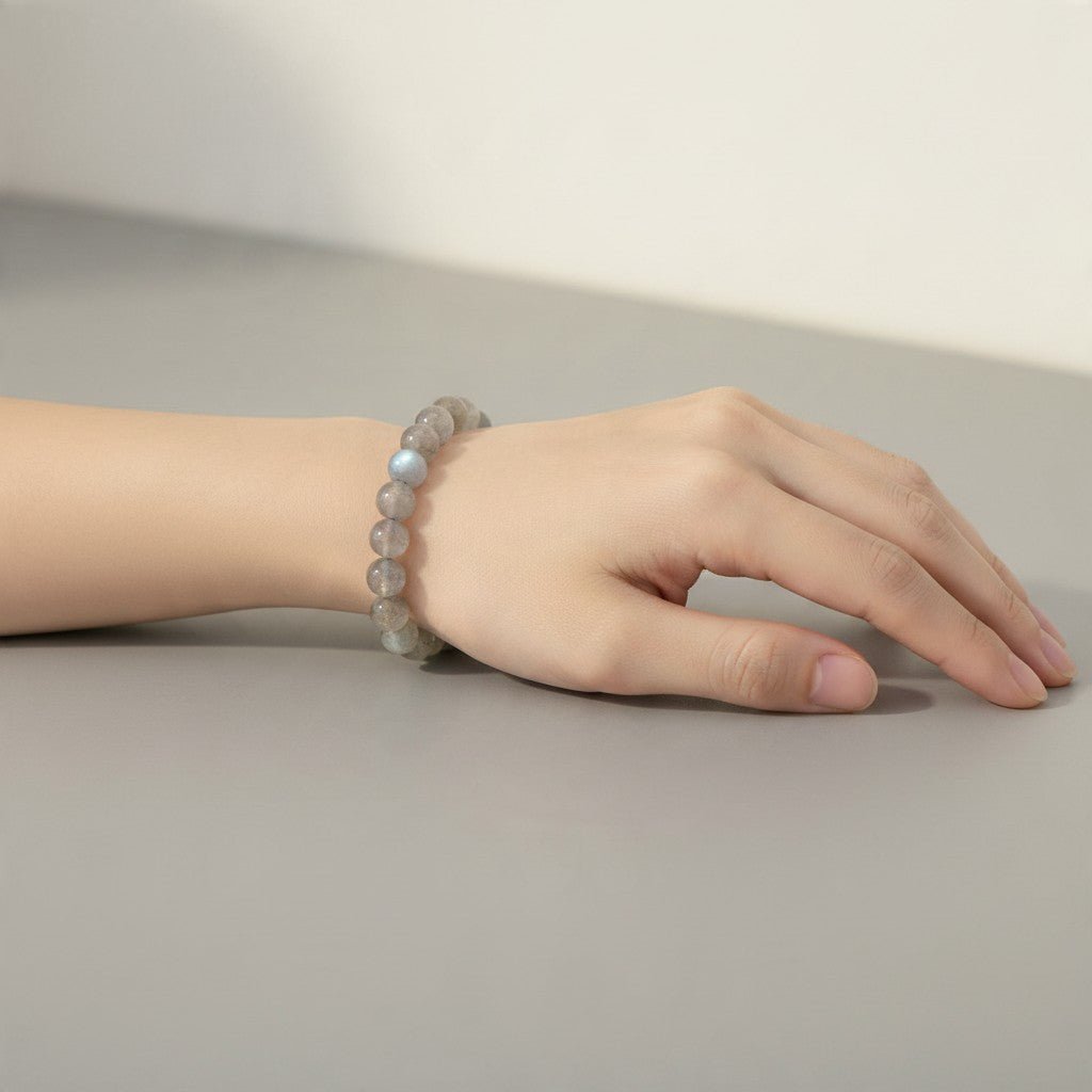 Bracelet labradorite Madagascar AA+ (boules 8,5-9,5mm) - La Boite à Cailloux